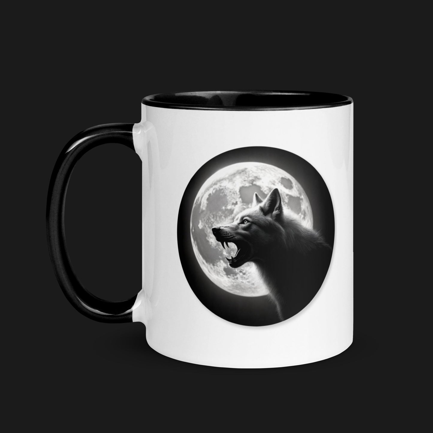 Howl to the Moon - Mug - 11oz - White with Black Handle & Interior