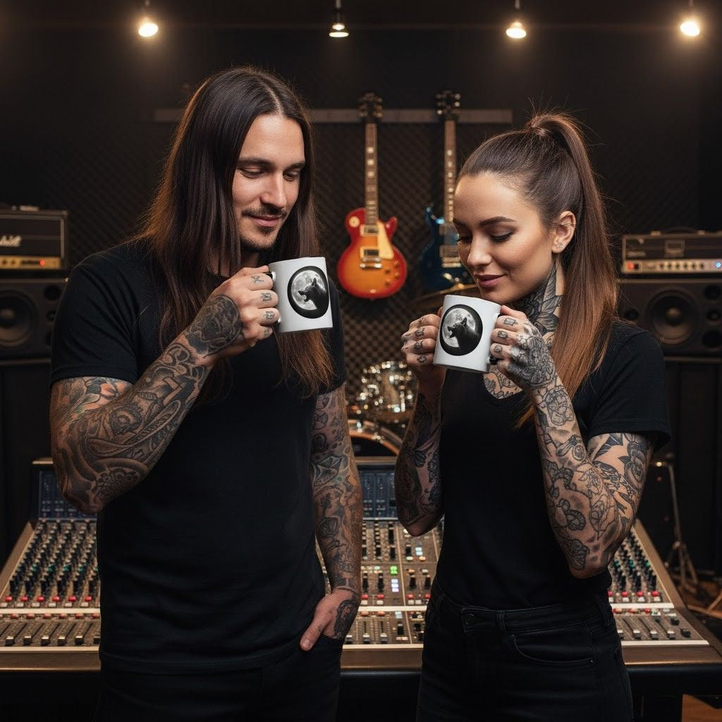 Howl to the Moon - Mug - 11oz - White with Black Handle & Interior