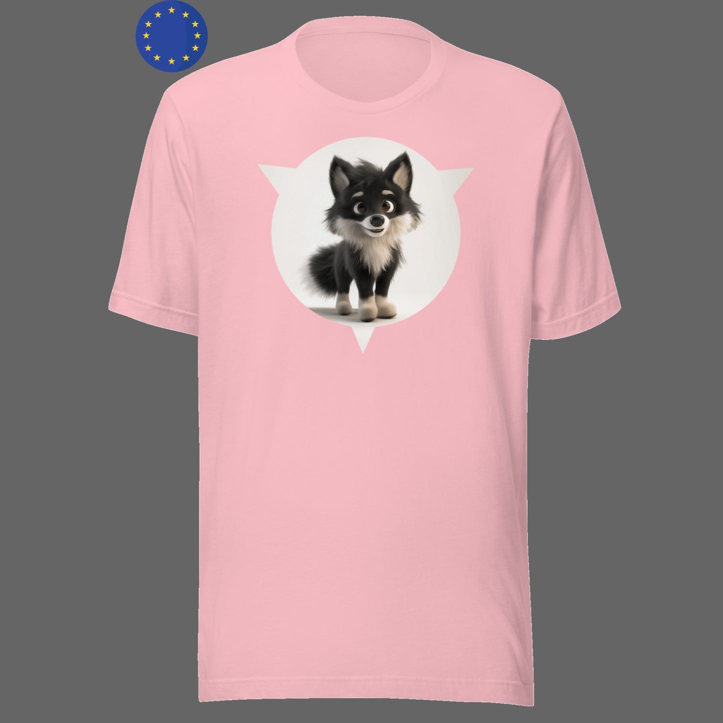 Cute Wolf Pup - unisex - Black / White / Soft Cream / Pink