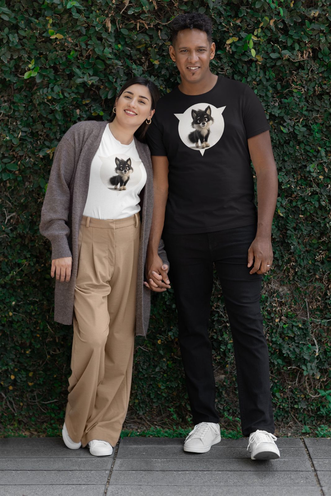 Cute Wolf Pup - unisex - Black / White / Soft Cream / Pink